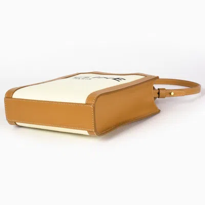 Pre-owned Celine Brown White Canvas Leather Shoulder Bag ()