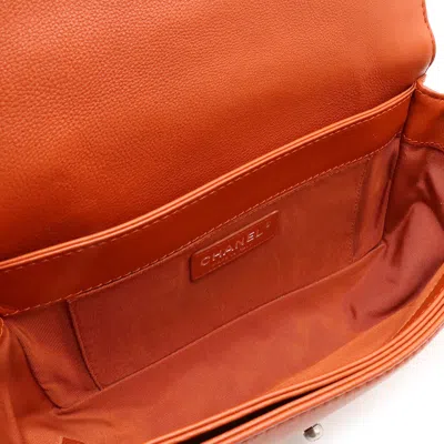 Pre-owned Chanel Boy  Orange Leather Shoulder Bag Tote Bag ()