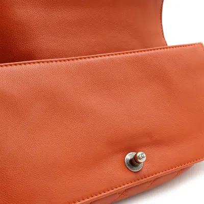 Pre-owned Chanel Boy  Orange Leather Shoulder Bag Tote Bag ()