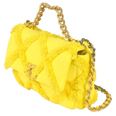 Pre-owned Chanel Yellow Canvas Leather Shoulder Bag ()