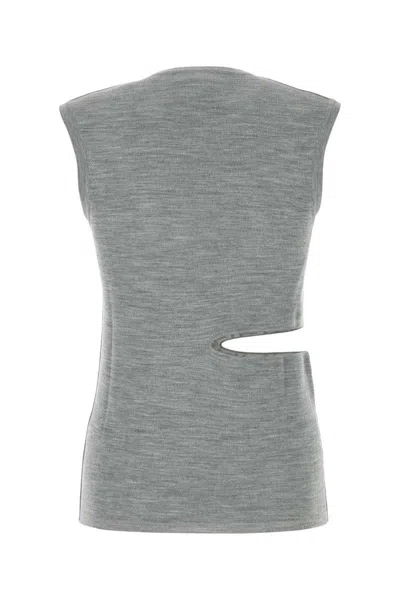 Fendi Sleeveless Wool Top With Unique Cut-out Detail In Gray