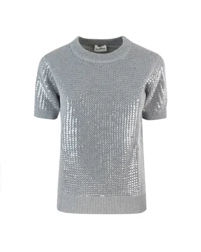 P.a.r.o.s.h Cobalt Grey Knit T-shirt In Metallic