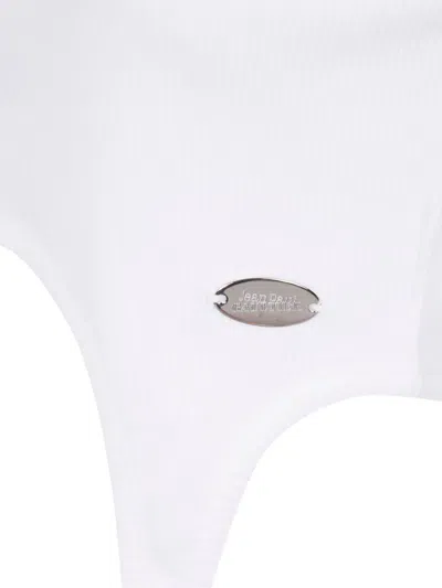 Jean Paul Gaultier Cotton Ribbed Bra With Lingerie Garter Clothing In White