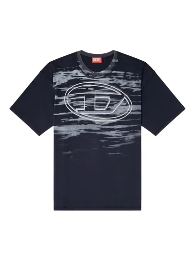 Diesel Cotton T-shirt With Oval D Print In Black