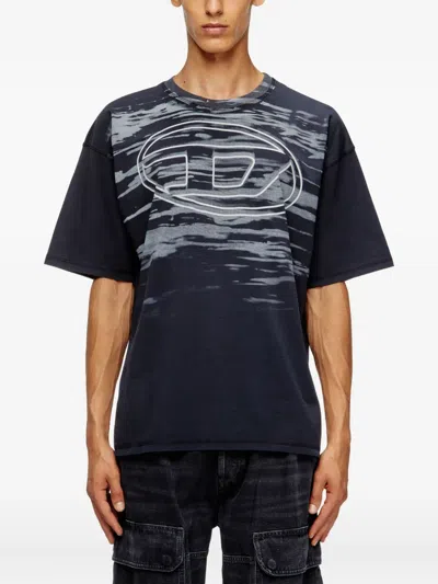 Diesel Cotton T-shirt With Oval D Print In Black
