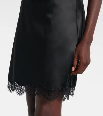 Dolce & Gabbana Lace-embroidered Satin Camisole In Black