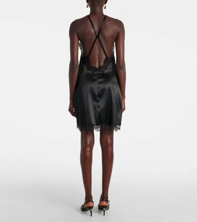 Dolce & Gabbana Lace-embroidered Satin Camisole In Black