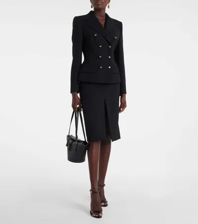 Dolce & Gabbana Dolce&gabbana Black Wool Blend Midi Pencil Skirt