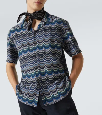 Missoni Bowling Shirt With Geometric Zigzag In Multi