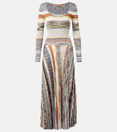 Missoni Langes Kleid Mit Plissiertem Rock Und Streifen In Multi