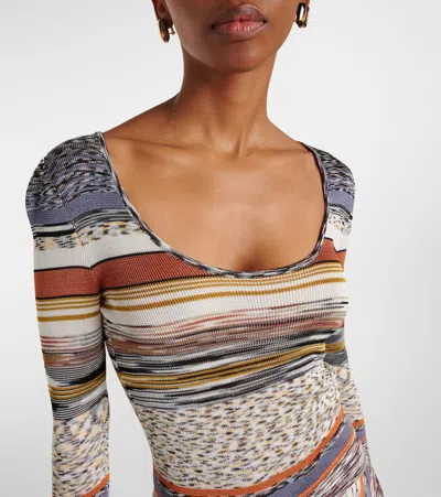 Missoni Langes Kleid Mit Plissiertem Rock Und Streifen In Multi