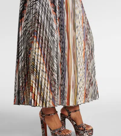 Missoni Langes Kleid Mit Plissiertem Rock Und Streifen In Multi