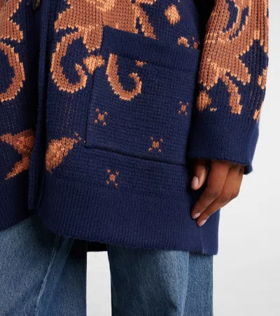 Etro Wool Cardigan In Blue