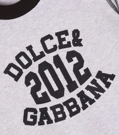 Dolce & Gabbana Logo Cotton Fleece Sweatshirt In Blue