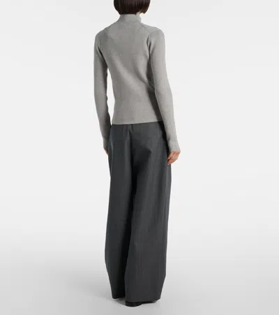 Jw Anderson J. W. Anderson Ribbed Zip-up Cardigan With High Collar In Gray