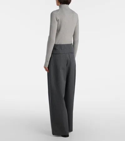 Jw Anderson J. W. Anderson Fold-over Design Grey Wool Trousers In Gray