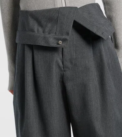 Jw Anderson J. W. Anderson Fold-over Design Grey Wool Trousers In Gray