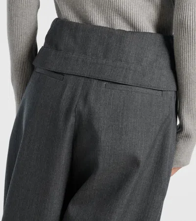 Jw Anderson J. W. Anderson Fold-over Design Grey Wool Trousers In Gray