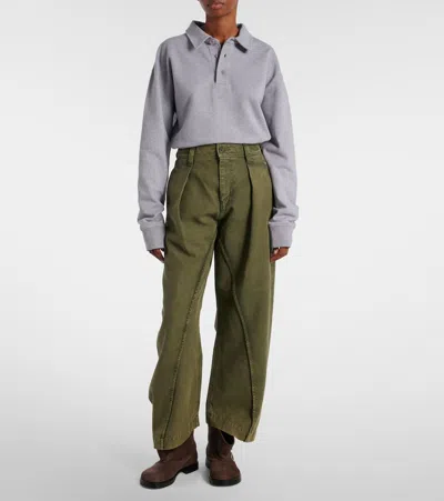 Jw Anderson J. W. Anderson Mid-rise Trousers With Pleats In Green