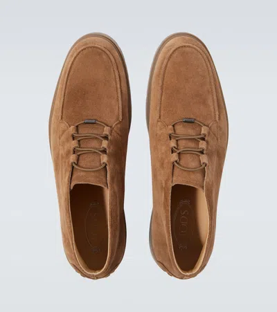 Tod's Leather Ankle Boots Suitable For Desert Terrain In Brown