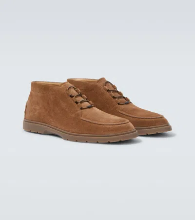 Tod's Leather Ankle Boots Suitable For Desert Terrain In Brown