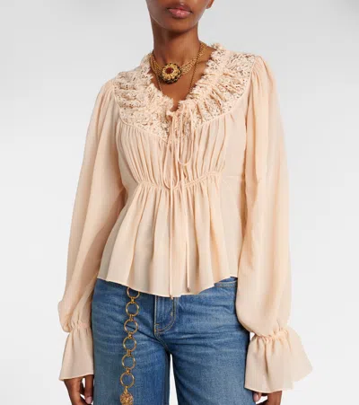 Chloé Blouse With Tie In Pink Silk Georgette In Pink