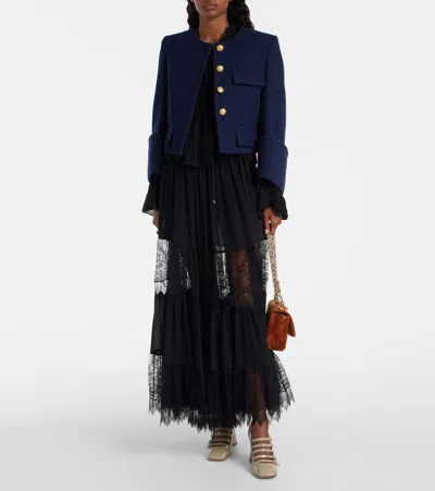 Chloé Silk Georgette And Lace Top In Black