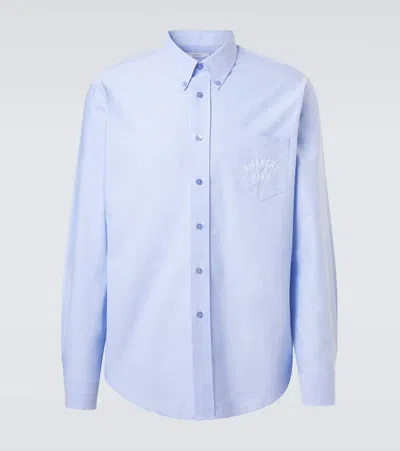 Givenchy Button-down Shirt With Pointed Collar And Embroidered Detail In Blue