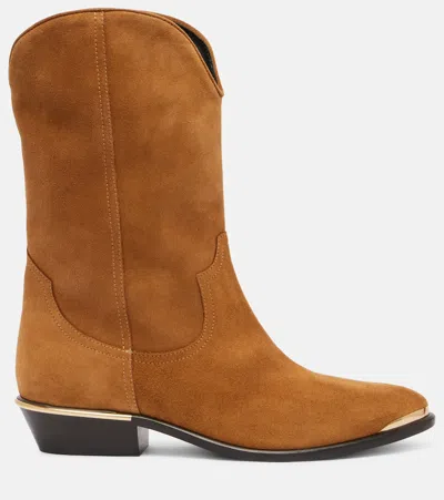 Isabel Marant Elbana Suede Cowboy Boots In Brown