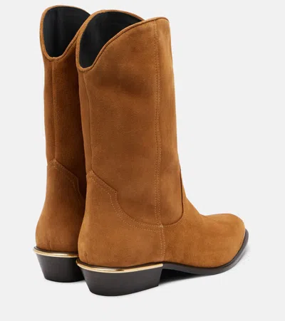 Isabel Marant Elbana Suede Cowboy Boots In Brown