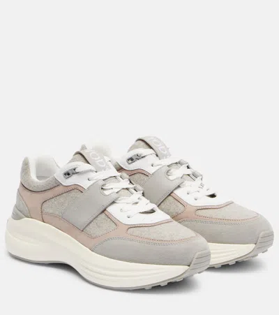 Tod's Sneakers In Fabric And Suede In Gray