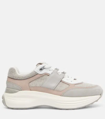 Tod's Sneakers In Fabric And Suede In Gray