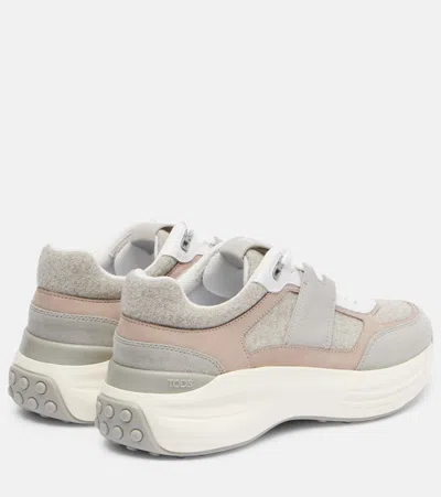 Tod's Sneakers In Fabric And Suede In Gray