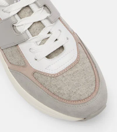 Tod's Sneakers In Fabric And Suede In Gray