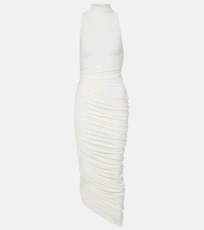 Jacquemus Asymmetric Hem Sleeveless High Neck Dress In White