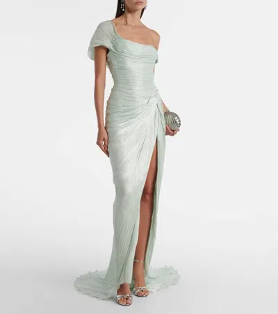 不对称露肩紧身胸衣式长礼服