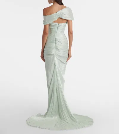 不对称露肩紧身胸衣式长礼服