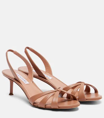 Aquazzura 50mm Tati Nappa Leather Halter Sandals In Brown