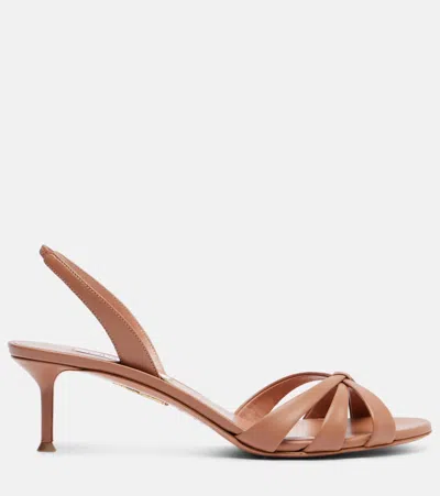 Aquazzura 50mm Tati Nappa Leather Halter Sandals In Brown