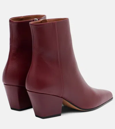 Paris Texas Ankle Boots In Rouge Noir Calf Leather In Burgundy
