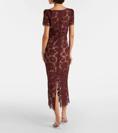 Self-portrait Self Portrait Burgundy Floral Lace Midi Dress In Burgundy