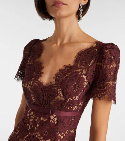 Self-portrait Self Portrait Burgundy Floral Lace Midi Dress In Burgundy