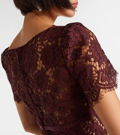 Self-portrait Self Portrait Burgundy Floral Lace Midi Dress In Burgundy