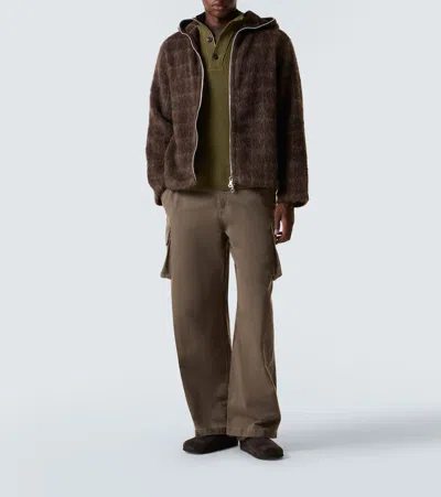 Our Legacy Textured Full Zip Hood Sweatshirt With Cozy Hood In Multi