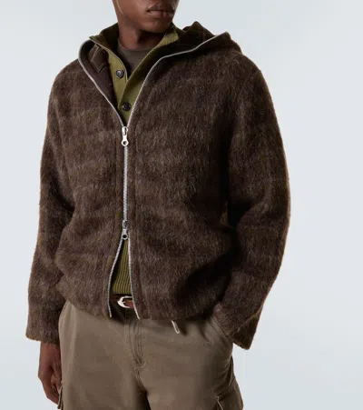 Our Legacy Textured Full Zip Hood Sweatshirt With Cozy Hood In Multi