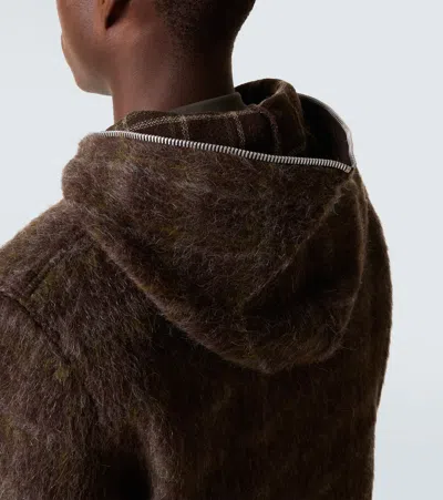 Our Legacy Textured Full Zip Hood Sweatshirt With Cozy Hood In Multi