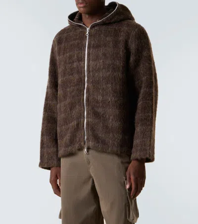 Our Legacy Textured Full Zip Hood Sweatshirt With Cozy Hood In Multi