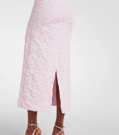 Rotate Birger Christensen Rotate Sunday Puffy Floral-jacquard Midi Dress In Pink