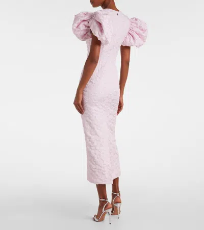 Rotate Birger Christensen Rotate Sunday Puffy Floral-jacquard Midi Dress In Pink