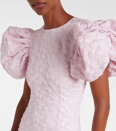 Rotate Birger Christensen Rotate Sunday Puffy Floral-jacquard Midi Dress In Pink